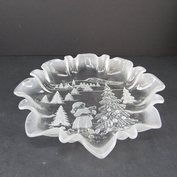 Holiday Christmas Story Etched Glass Candy Dish Clear and Frosted 1.5"x9.75" - Picture 6 of 7